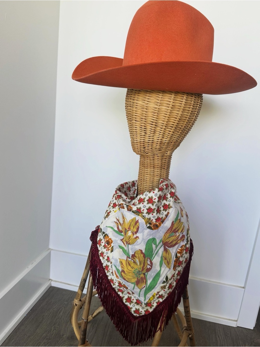Fringe flower cowgirl scarf